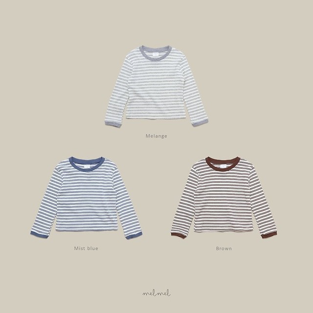 【取寄/韓国直送】melmel コントラストストライプTシャツ｜秋服｜韓国子供服 ｜26/AT