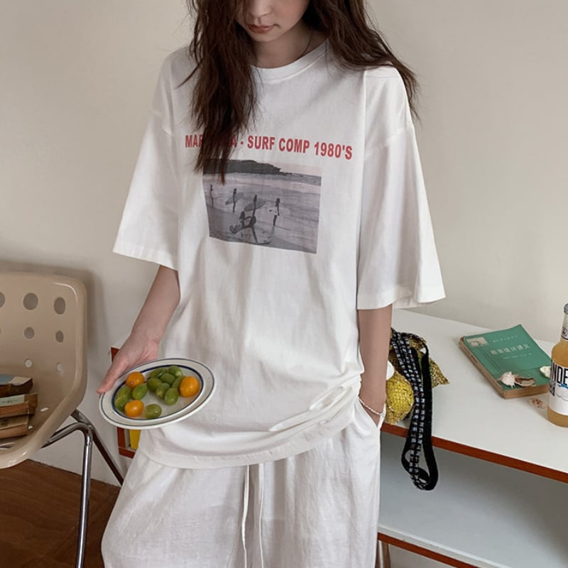 オーバーサイズ プリント グラフィック Tシャツ L1398