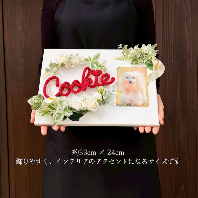 【恋するリース/フォトキャンバス】白のカラー × バラ × グリーン