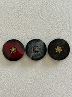 Japanese Vintage ボタン レッド/ブラック/ブラウン グリッター 23mm 昭和レトロ アクセサリーパーツ 装飾材 カルトナージュ