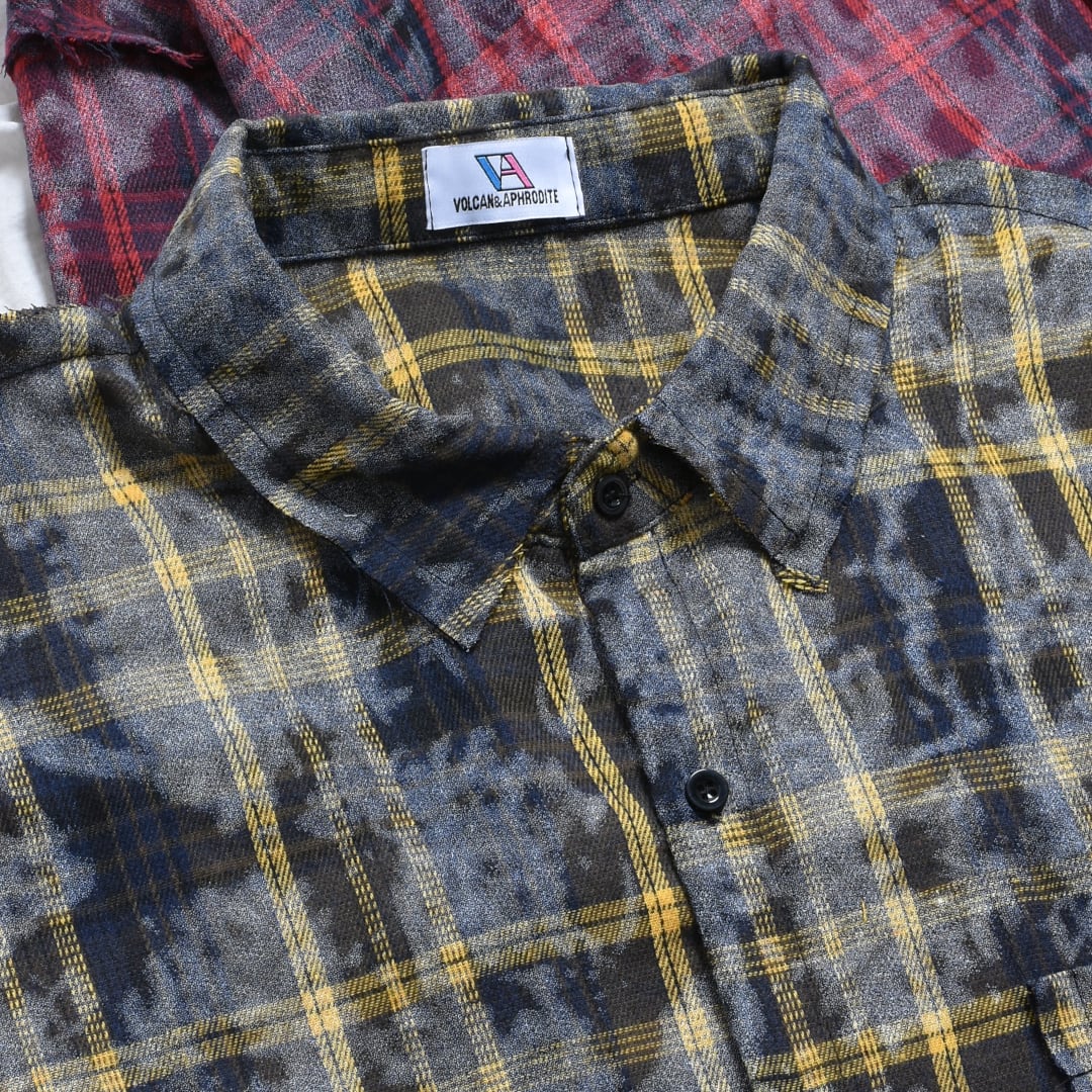 新作】DirtyダメージチェックBIGシャツ | VOLCAN&APHRODITE