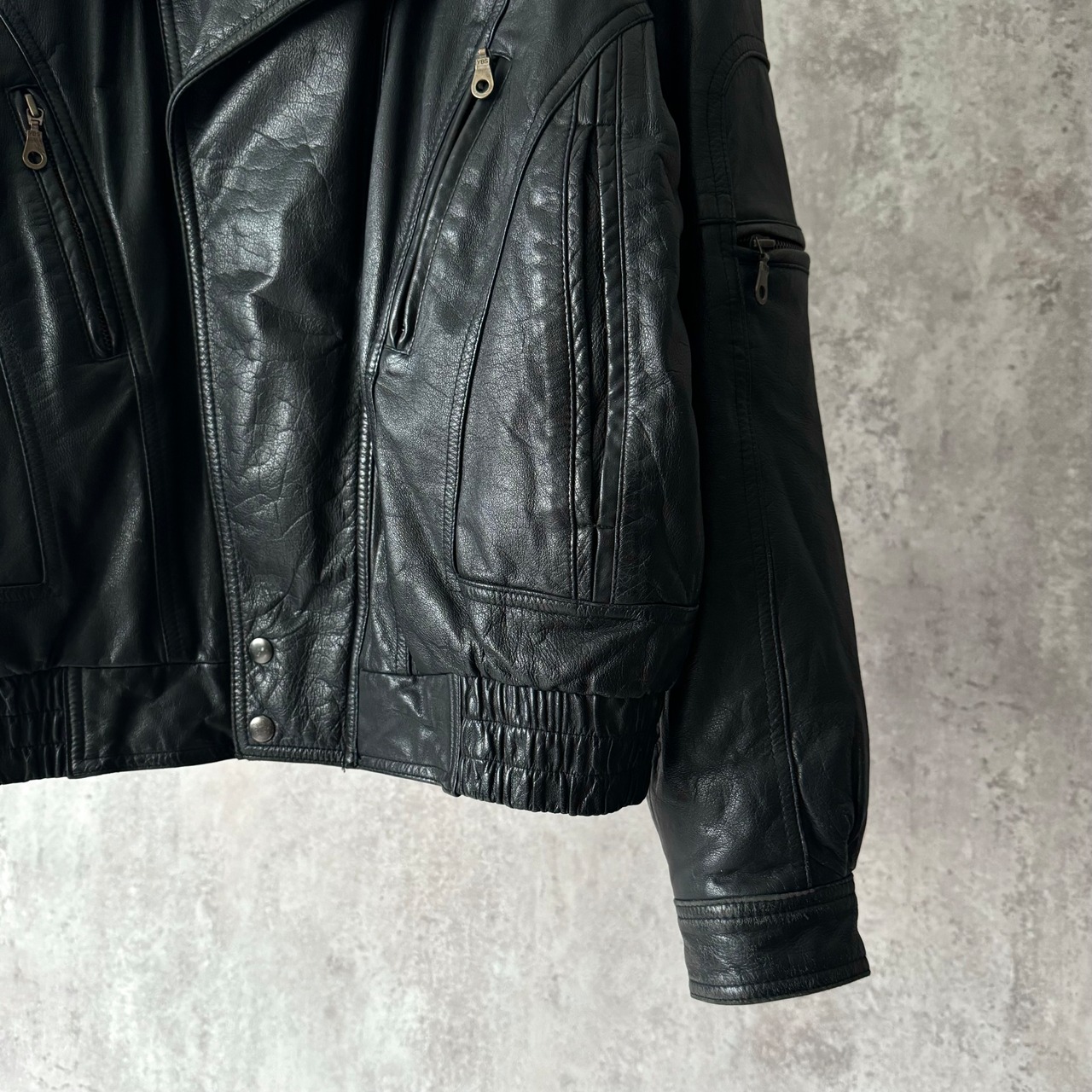 90s City Streets stand neck design leather jacket | Muri vintage