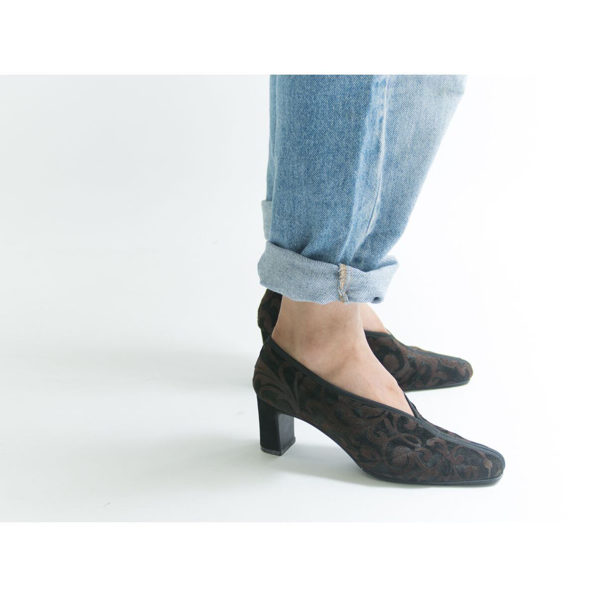 【BALENCIAGA BB】Made in Japan velvet pumps(バレンシアガ ベルベットパンプス35 1/2)8d