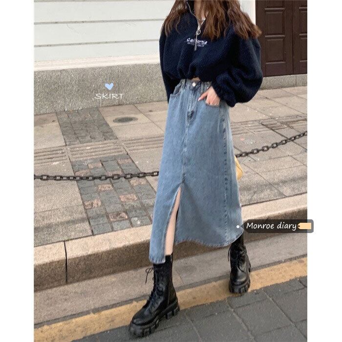 ウェストスリムスカート オータムウィンターセーター ロングAライン 秋物 冬物 モンロー15532810591