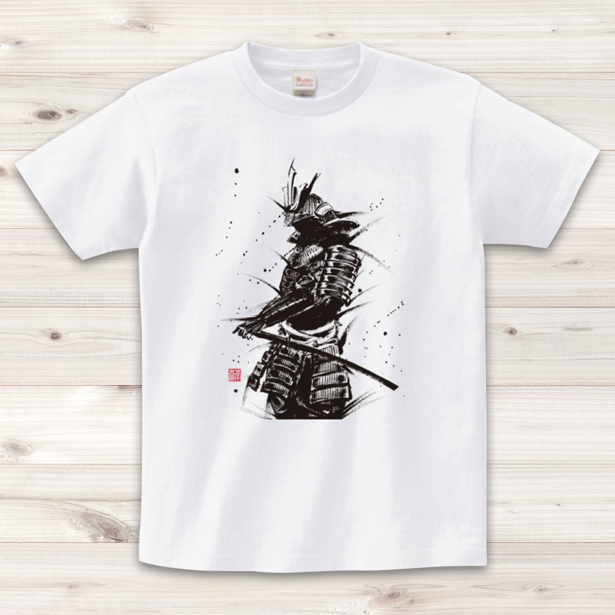 【Tシャツ】武者01(黒武者)/白