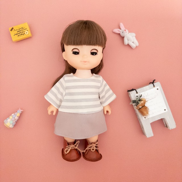 トレーナーワンピース服（グレー）メルちゃんソランちゃん