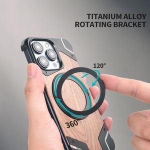 ◆iPhone16シリーズ 対応◆〔For iPhone〕Aluminum Shell + Wood Back Cover Case / アルミニウム シェル ウッド バック カバー ケース