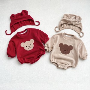 【BABY】もこもこクマ柄可愛いロンパース