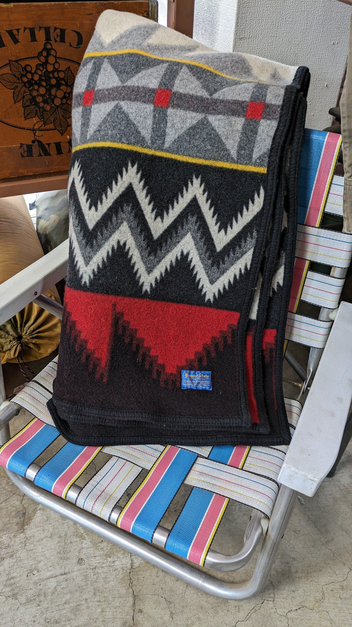 Vintage BeaverState Pendleton Wool Rug Native Blanket USA Black ビンテージ