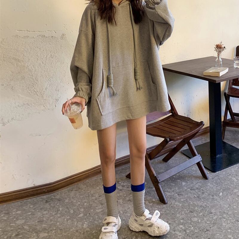 グレーフードセーター スプリングオータム薄手ルーズスタイル 春物 秋物 試着室24175966518