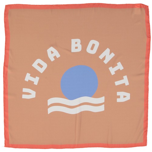 【即納】Silky Bandana/Scarf バンダナ スカーフ light brown w/ "vida bonita" print｜piupiuchick ピウピウチック AW22 ECH2201B