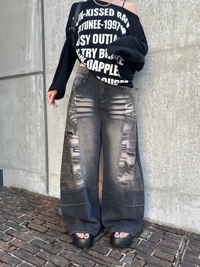 LOOSE DENIM PT ｢STUD CAMO｣#9608