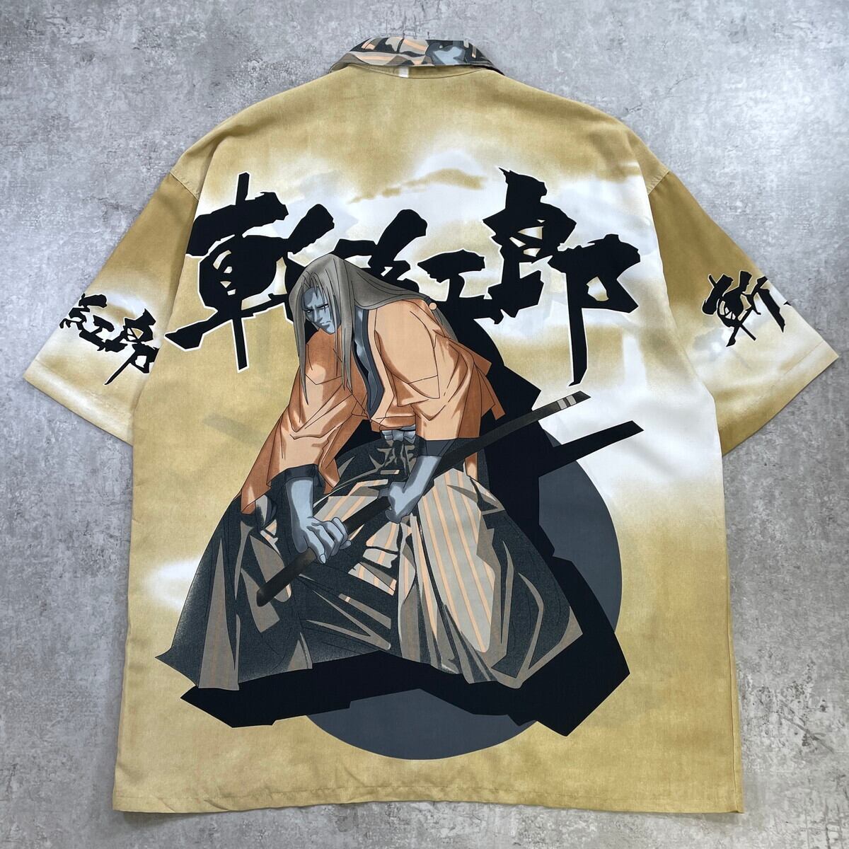 REGAL WEAR 斬紅郎 オールプリント 開襟 半袖 ポリシャツ メンズ2XL