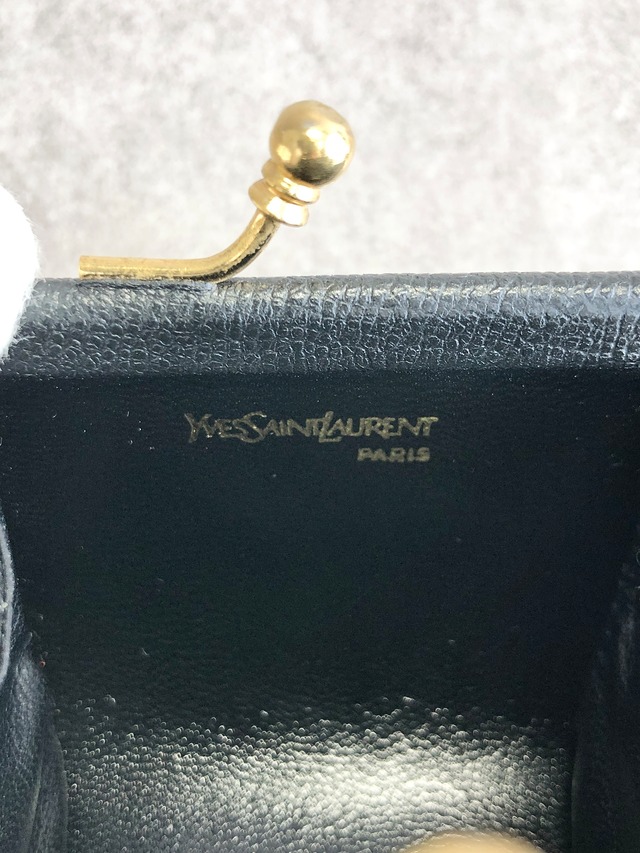 Yves Saint Laurent イヴ・サンローラン コインケース ブラック YSL レザー がま口 vintage ヴィンテージ オールド hvc8nr