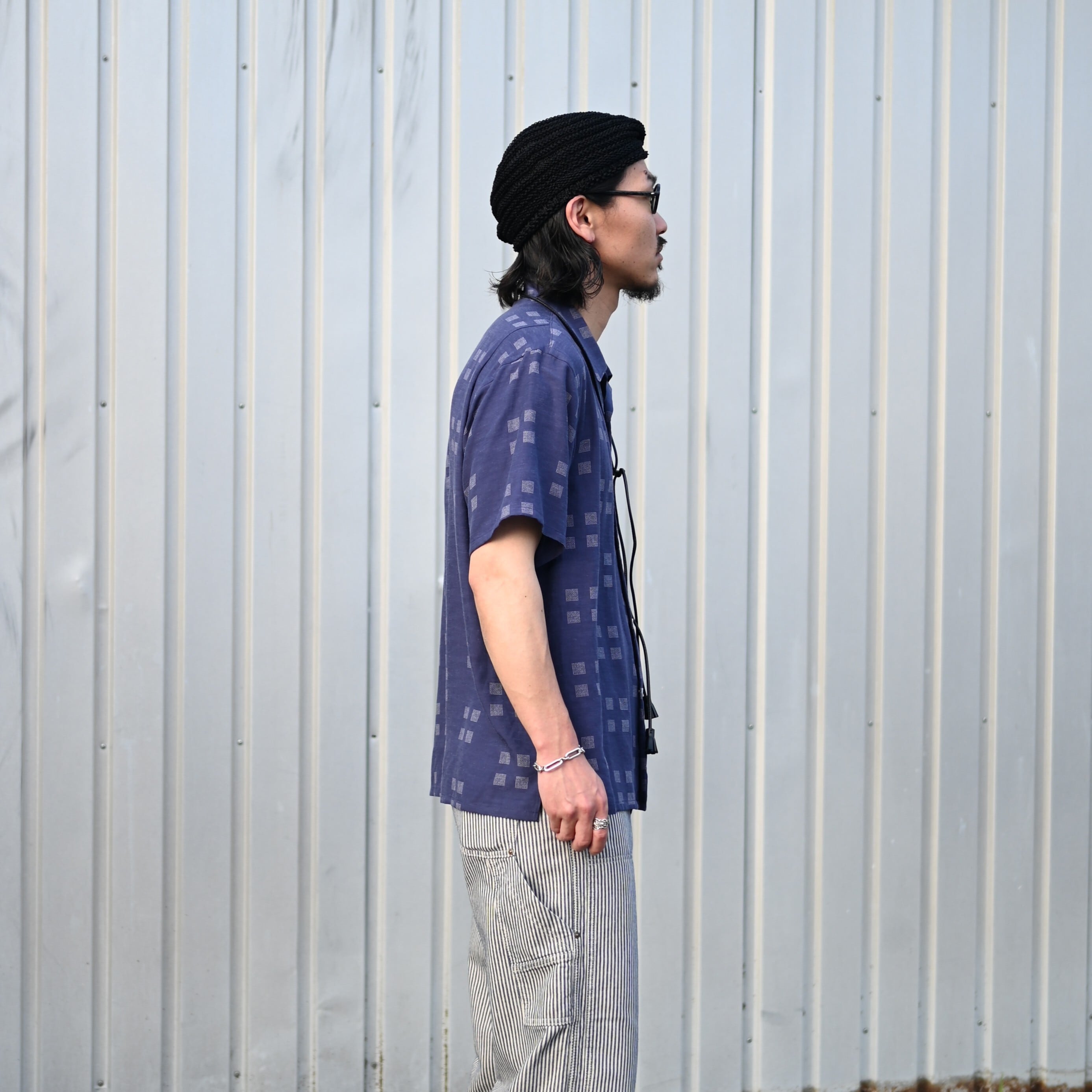 OLD JOE / ORIGINAL PRINTED OPEN COLLAR SHIRTS (Square Dot) Short