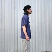 OLD JOE / ORIGINAL PRINTED OPEN COLLAR SHIRTS (Square Dot) Short-sleeve