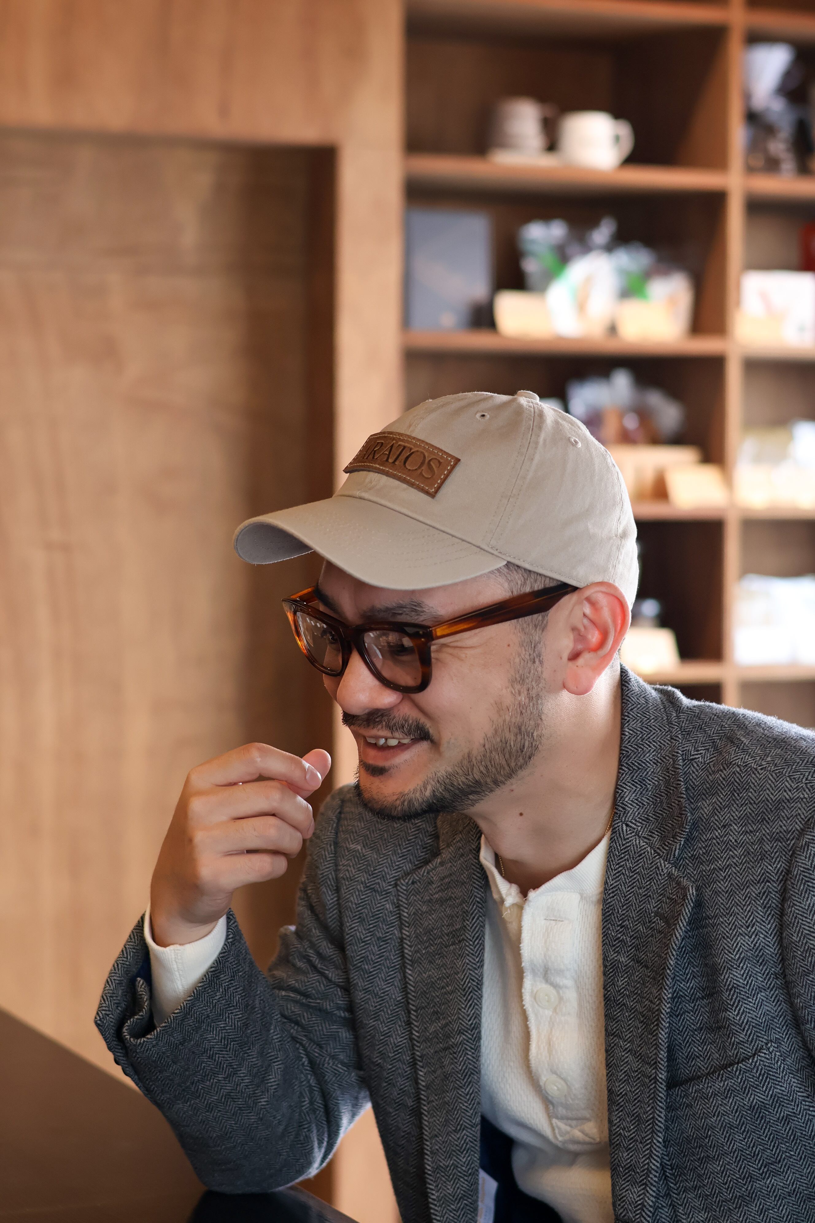 Aratos Leather Patched Low Cap "Beige"