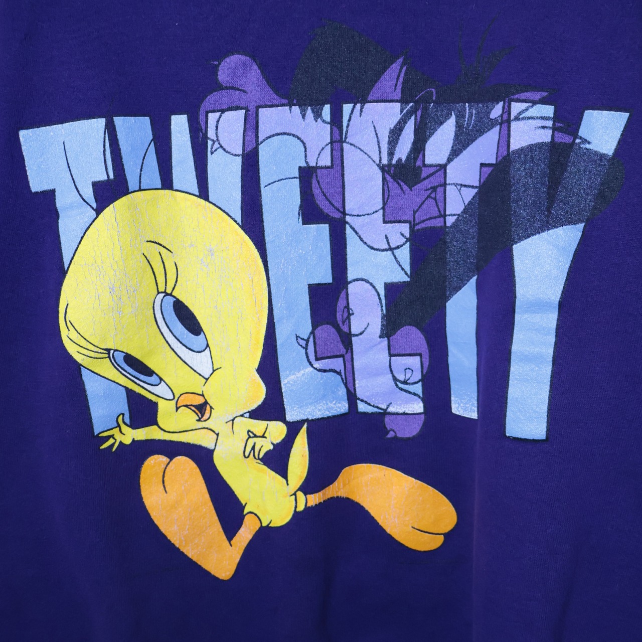 90s USA製 LOONY TUNES トゥイーティー スウェット 紫