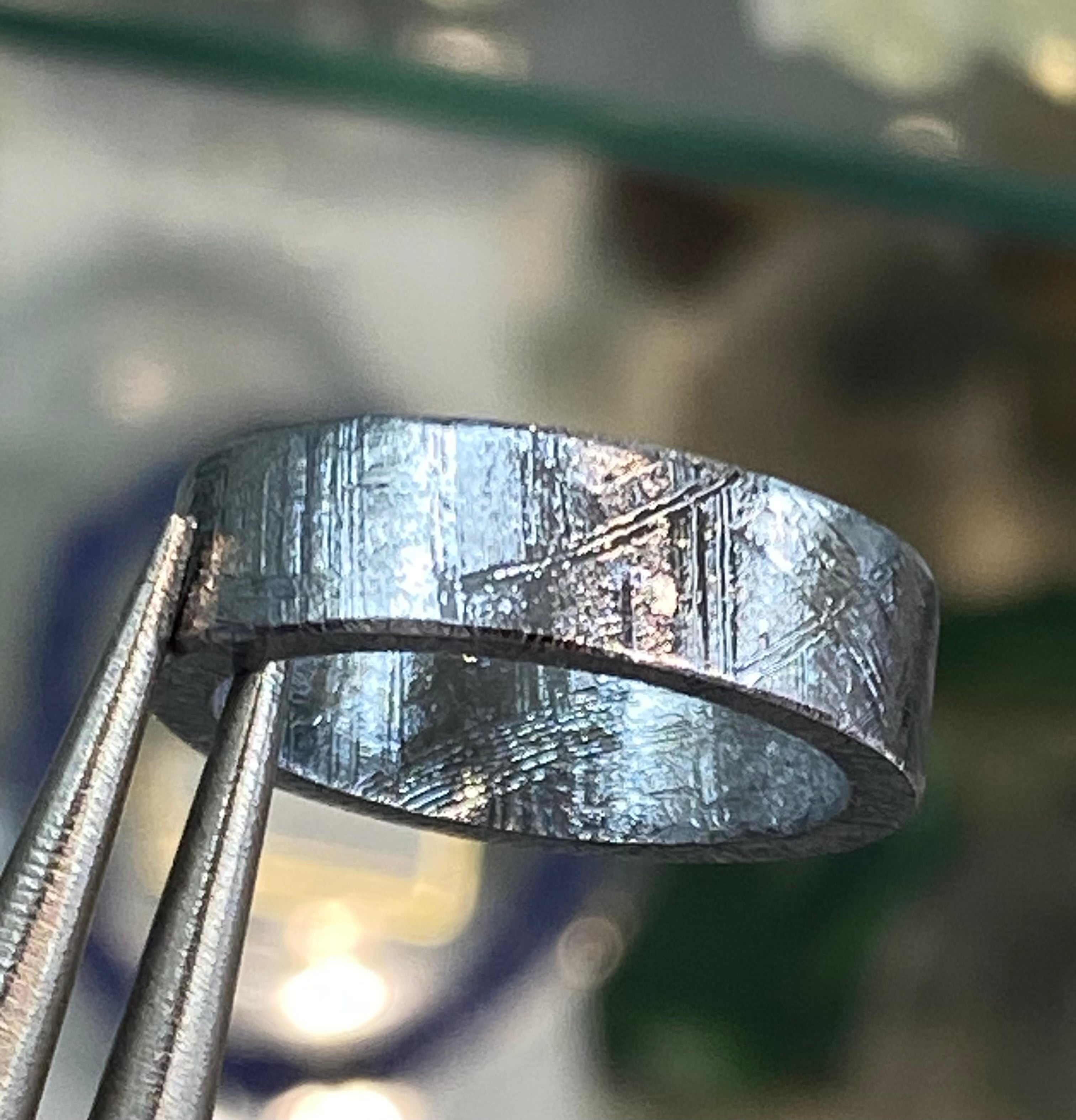 鉄隕石 天然ギベオンくりぬきリング12号 メテオライト ギベオン指輪