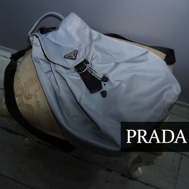 PRADA】プラダ ナイロンリュック グレー 三角プレート入 | ブランド