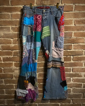 【Caka act3】Special Patch Work Vintage Flared Denim Pants