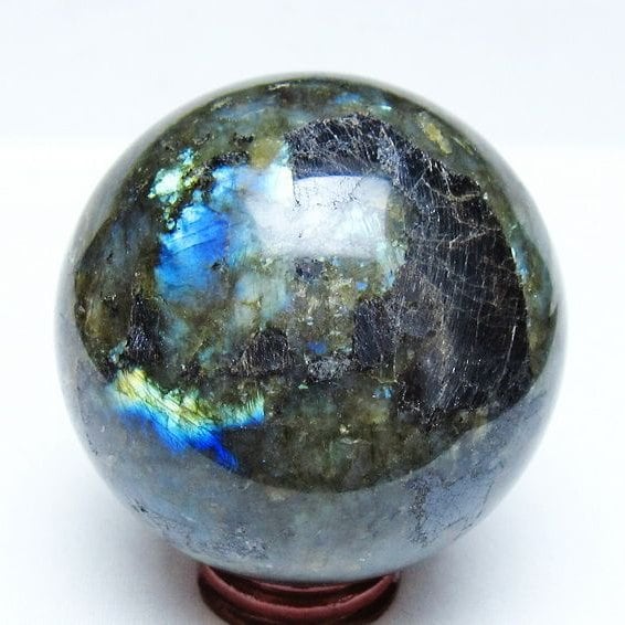 ラブラドライト 丸玉 76mm スフィア 置物 一点物 151-9137