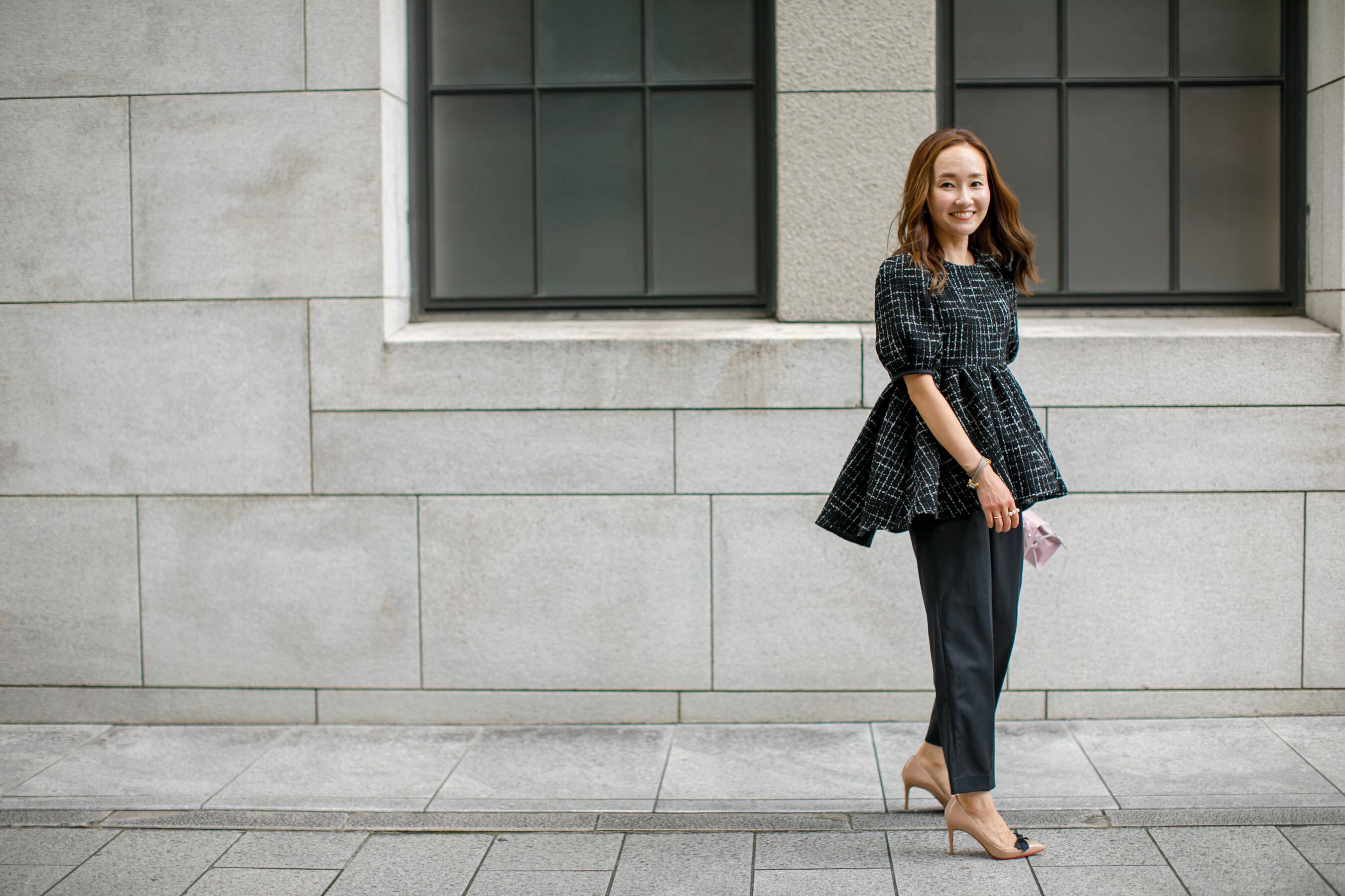 ブルレア Bluelea ツイード ブラウス美品✨Bluelea Dot tweed blouse 