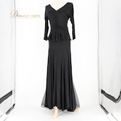 社交ダンス 衣装 ツーピース ブラック系 チャコット Chacott 無地 シンプル 黒 伸縮 ストレッチ セットアップ 上下セット 上品 日本製 パーティー かわいい ダンス衣装 イベント ステージ