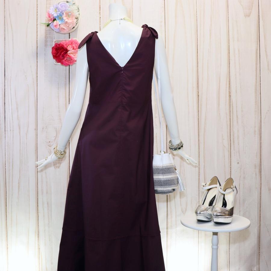 新品未使用 エリカカヴァリーニ ロングワンピース ドレス 上品 エリカカヴァリーニ L ロング丈ワンピースドレス ダークパープル