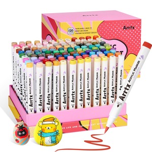 【在庫処分】Arrtx 120 色 アクリルペイントマーカー イラスト・絵画 プロ・アマチュア兼用 大人の塗り絵 手描き スケッチ カリグラフィー DIY クラフト・ホビー 木材・キャンバス・ロックペインティング・紙・布・陶器対応 アート用品
