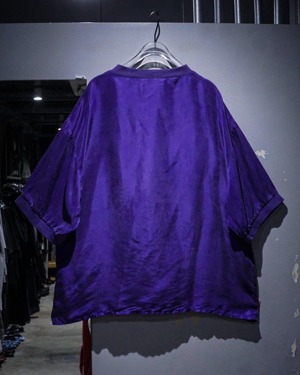 add (C) vintage】Vivid Purple Euro Vintage Pullover S/S Silk Shirt