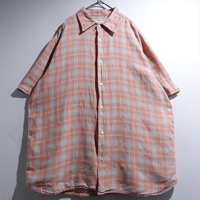 "BANANA REPUBLIC" Multicolor Check Linen S/S Shirt