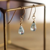 【アクアマリン】3月誕生石・アクアマリン<ドロップカット>のピアス(K14GF)