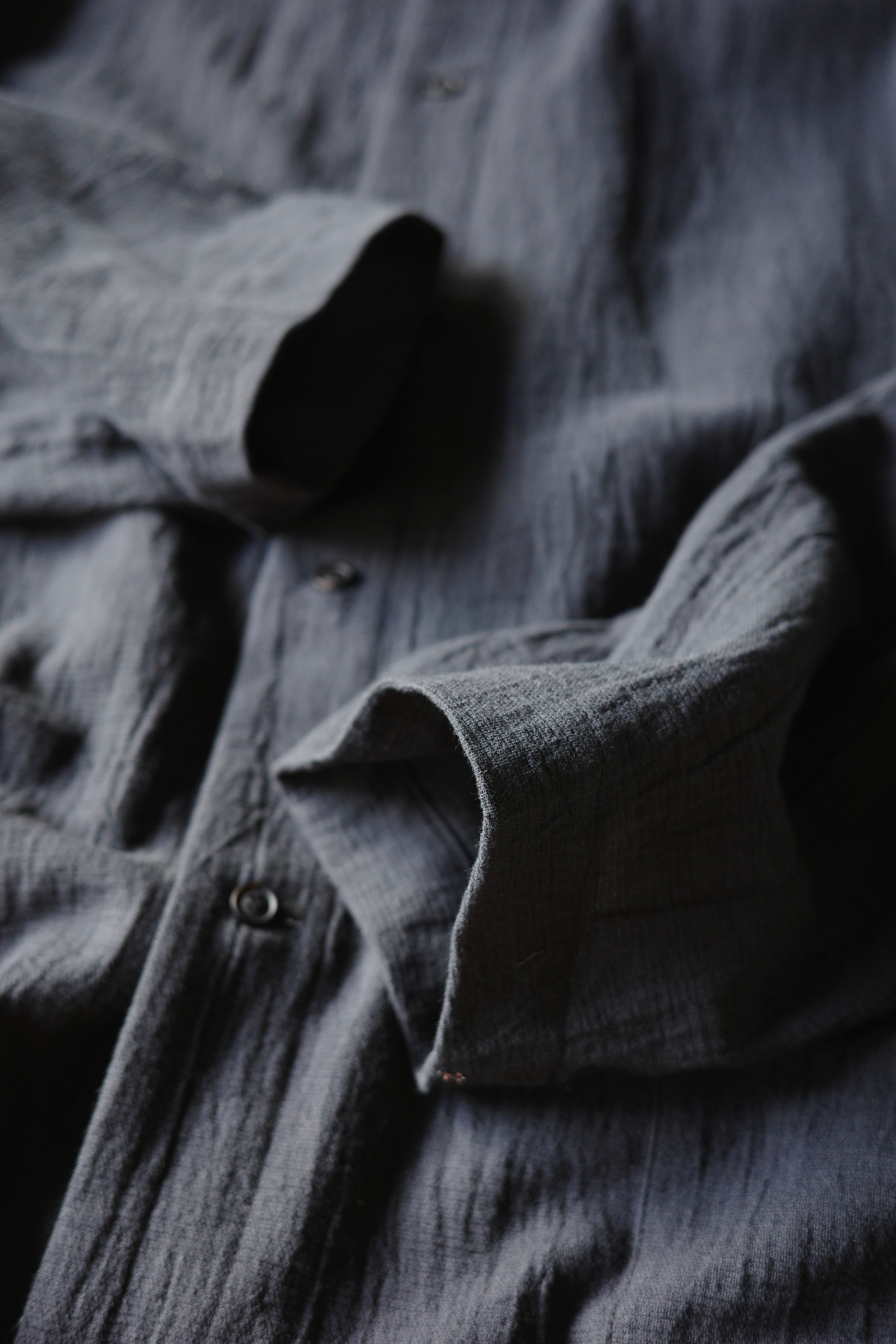 O project【WIDE FIT SHIRT/ WASHED PANAMA COTTON LINEN -Midnight