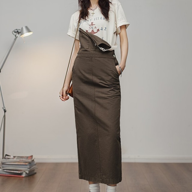 Suspender Straight Long Dress / サスペンダー ロング ワンピース