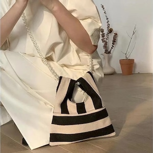 パールストライプバッグ A176