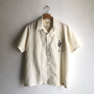 A HOPE HEMP ヘンプコットン半袖シャツ ナチュラル / 麻柄シルクスクリーン