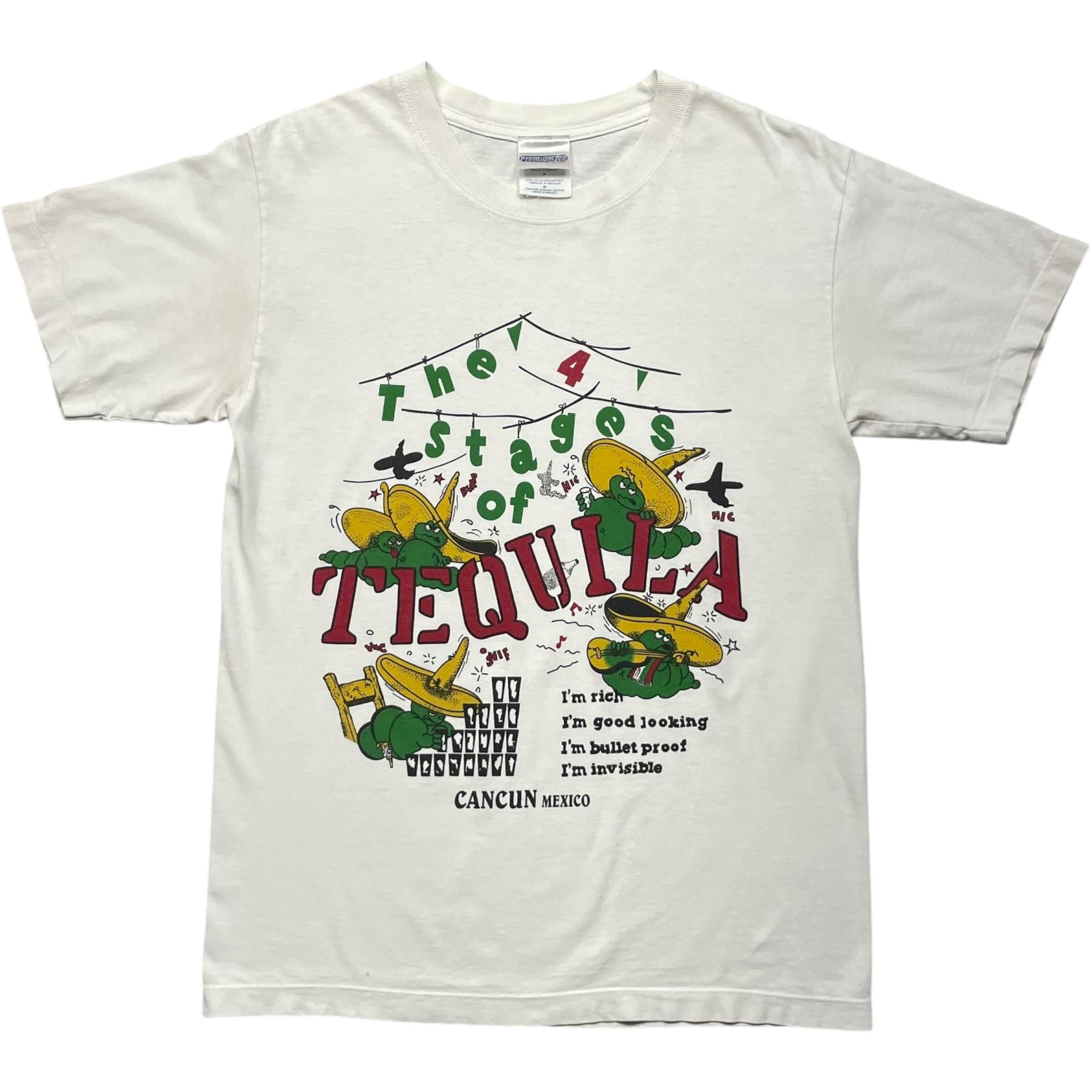 《M》Premium Tee Tシャツ 酒 テキーラ フロントプリント ホワイト no.8594