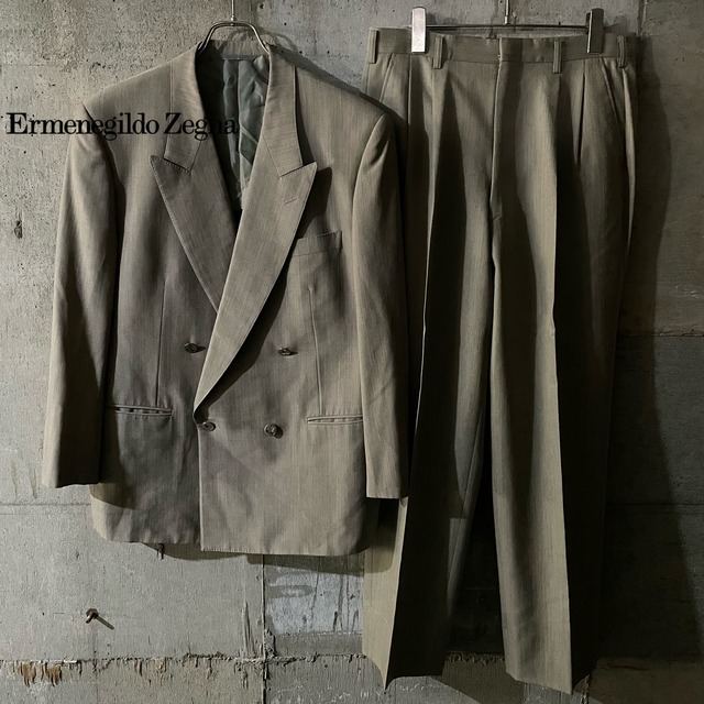 〖Ermenegildo Zegna〗made in Italy double wool setup suit/エルメネジルドゼニア イタリア製 ウール ダブル セットアップ スーツ/msize/#0329
