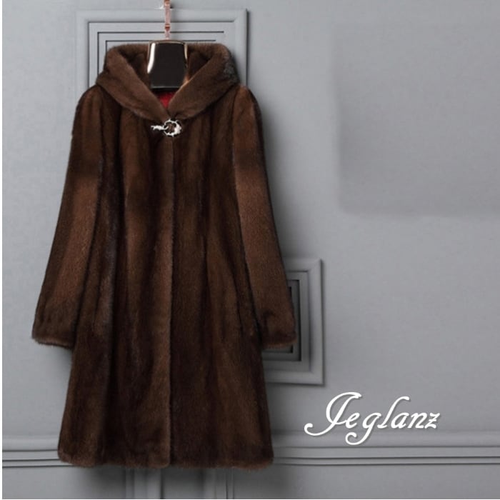 2色 ファーコート エコファ ロング コート アウター フード付き 着映え(MB201)φ