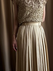 champagne gold elegant pleats skirt--4738-6