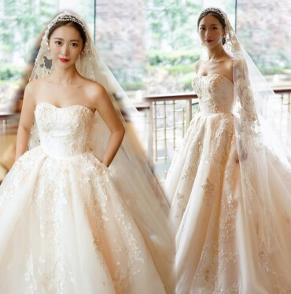 美品！ピンク 憧れのドレス ベアトップ 小花 オフショルダー 花嫁  