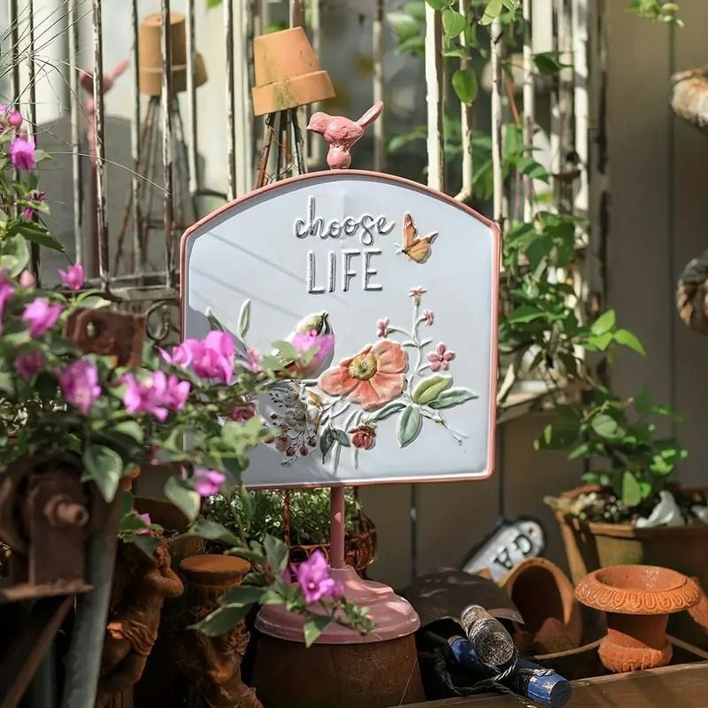 ガーデンサインプレート 看板 アンティーク風 メタル卓上装飾 中庭装飾