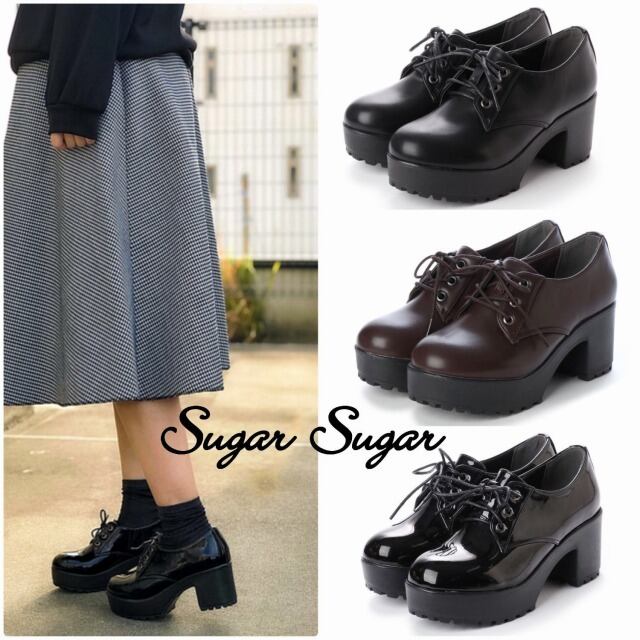 驚きの値段 Sugar Sugar シュガーシュガー グリッター厚底レースアップスニーカー 送料無料 早い者勝ち