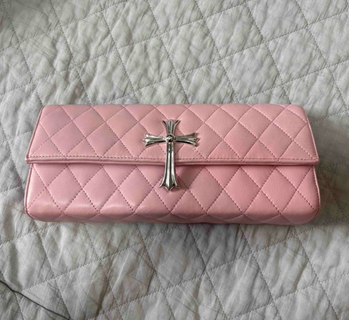 CHROME HEARTS クロムハーツ ディナー ラージ CHクロス ベビーピンク バッグ