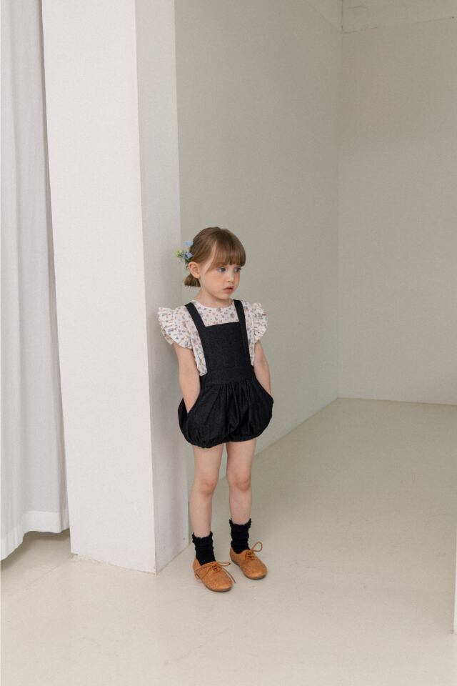 wonny ribbon ロンパース 即納︴Wonny Ribbon / Black denim romper | gyuu.