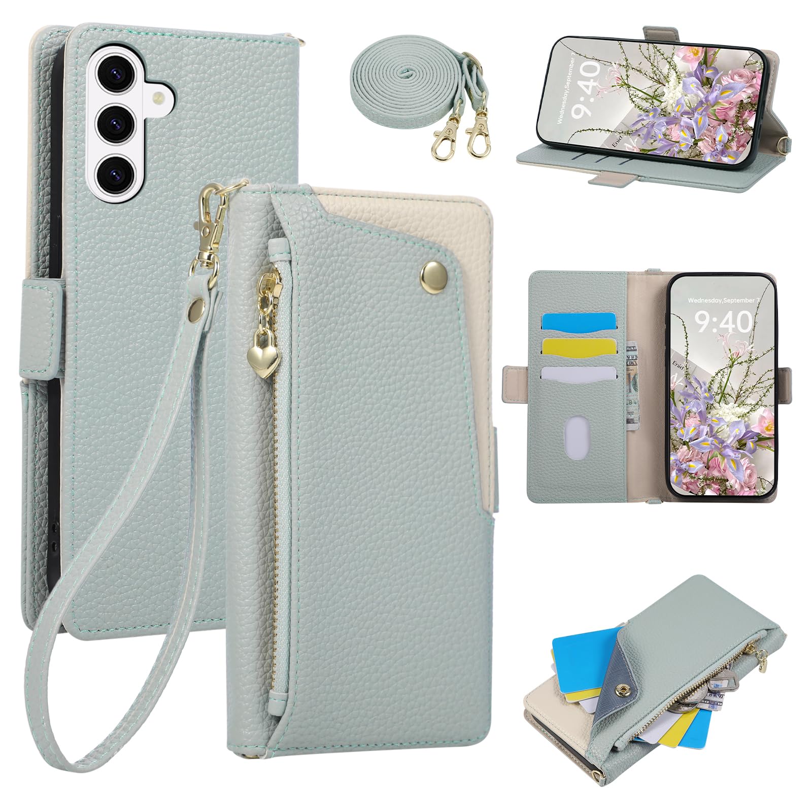 LBLB Galaxy S26 用 ケース 手帳型 ギャラクシーS26 ケース ショルダー 表面ポケット (ブルー)