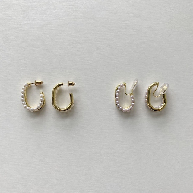 pearl gold  pierce & earring