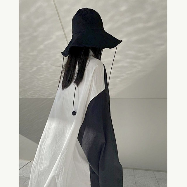 Bicolor asymmetric shirt dress C0159