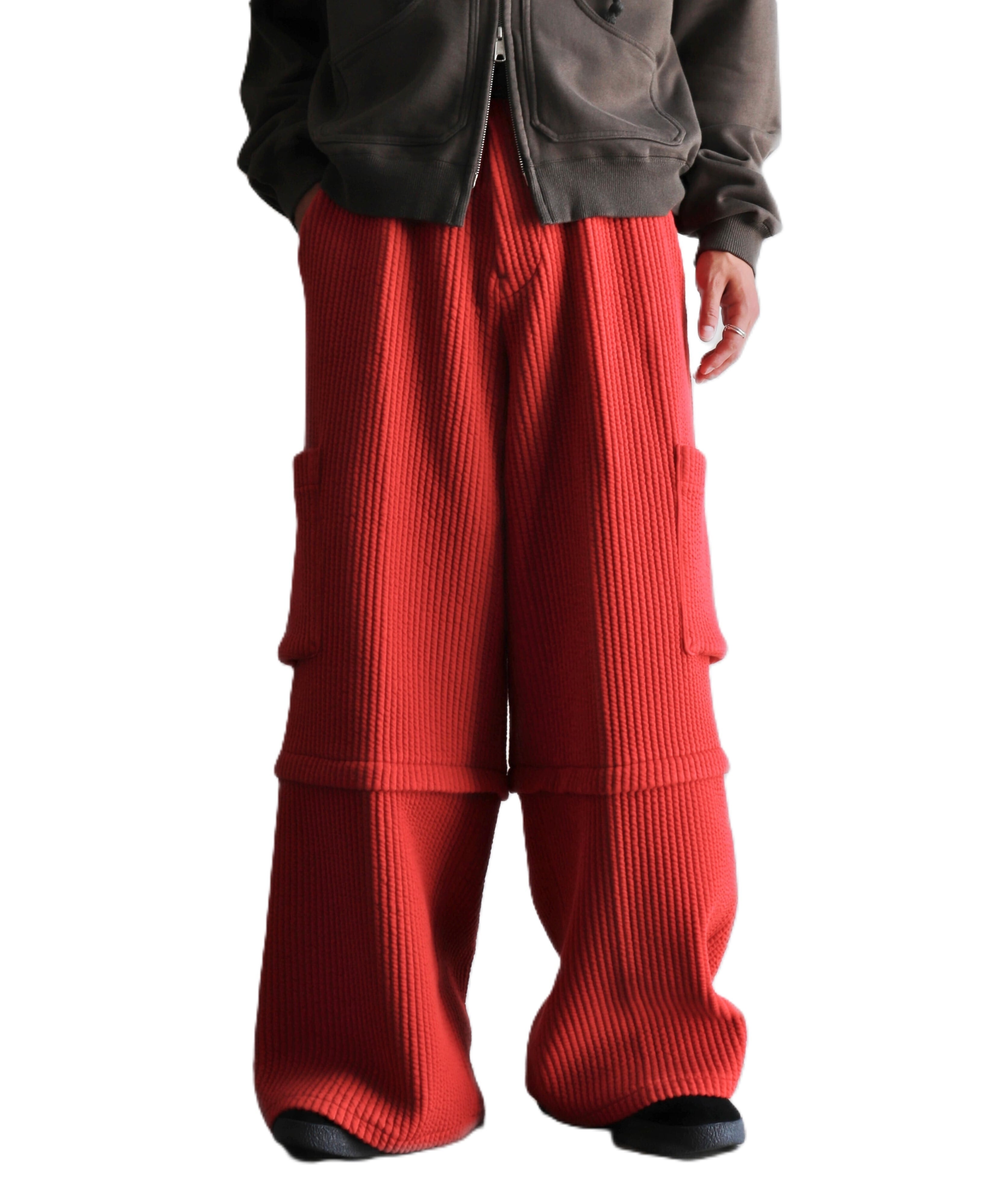 MATSUFUJI / M253-0703 / STRIPE JACQUARD DETACHABLE TROUSERS (RED